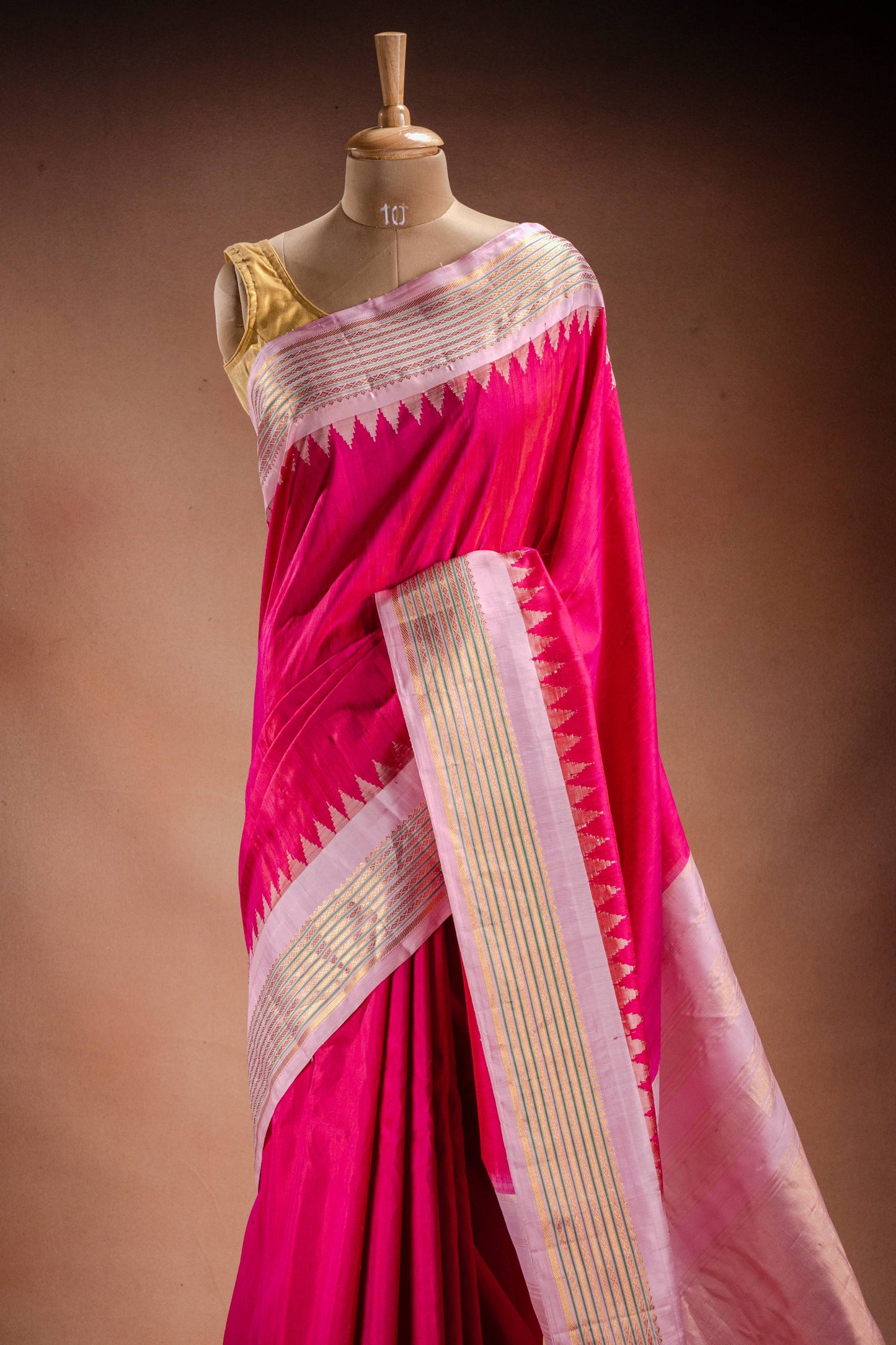 Gadwal Silk Pink with Light Pink Border Saree