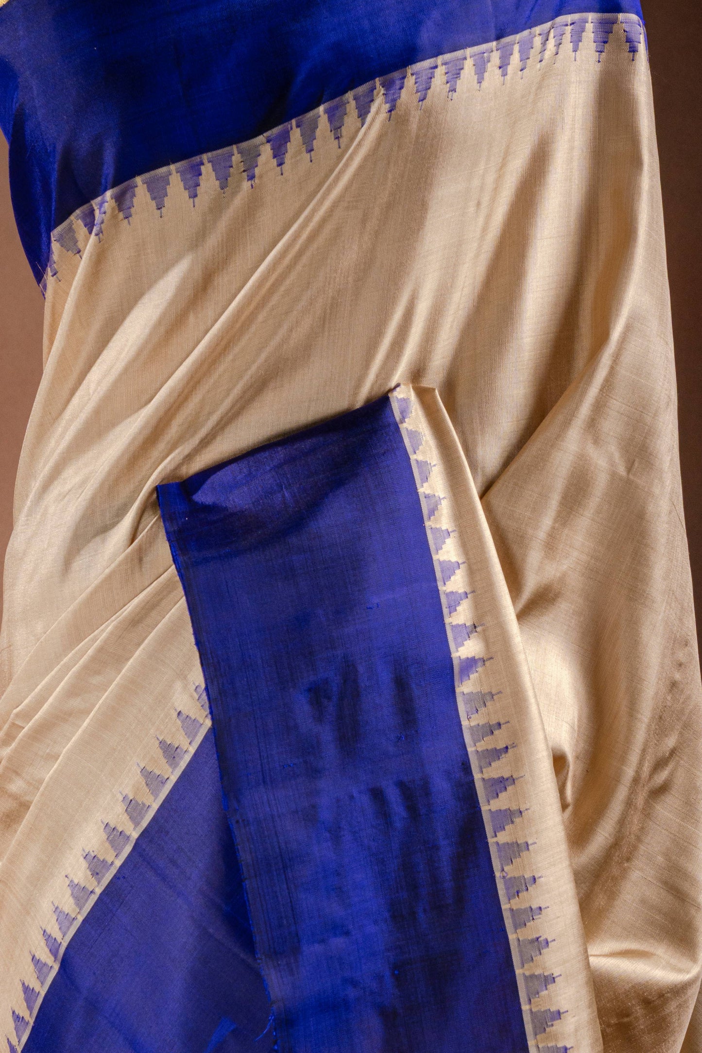 Gadwal Silk White with Blue Border Saree