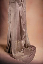 Beige Crepe Silk Saree with Silver Stripes that-saree-shop.myshopify.com