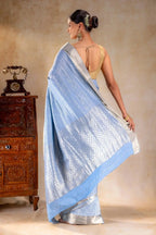 Blue Crepe Silk Saree that-saree-shop.myshopify.com