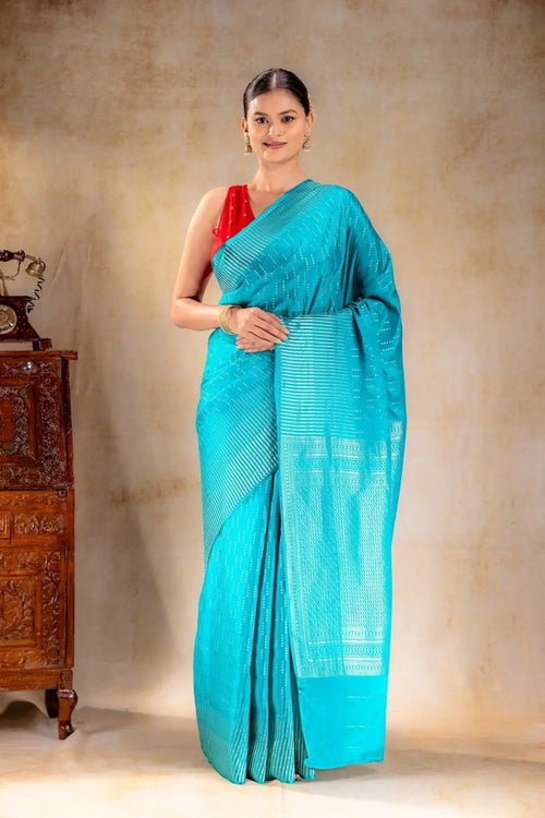 Blue Crepe Silk Saree that-saree-shop.myshopify.com
