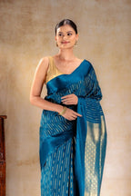 Blue Crepe Silk Saree that-saree-shop.myshopify.com