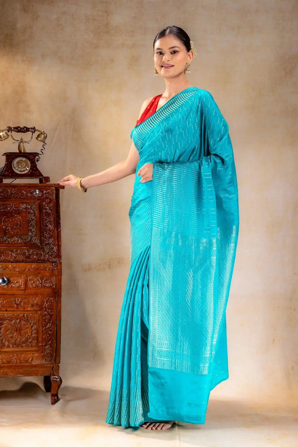 Blue Crepe Silk Saree that-saree-shop.myshopify.com