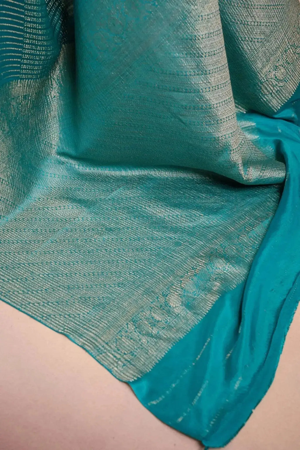 Blue Crepe Silk Saree with Zari Stripes that-saree-shop.myshopify.com