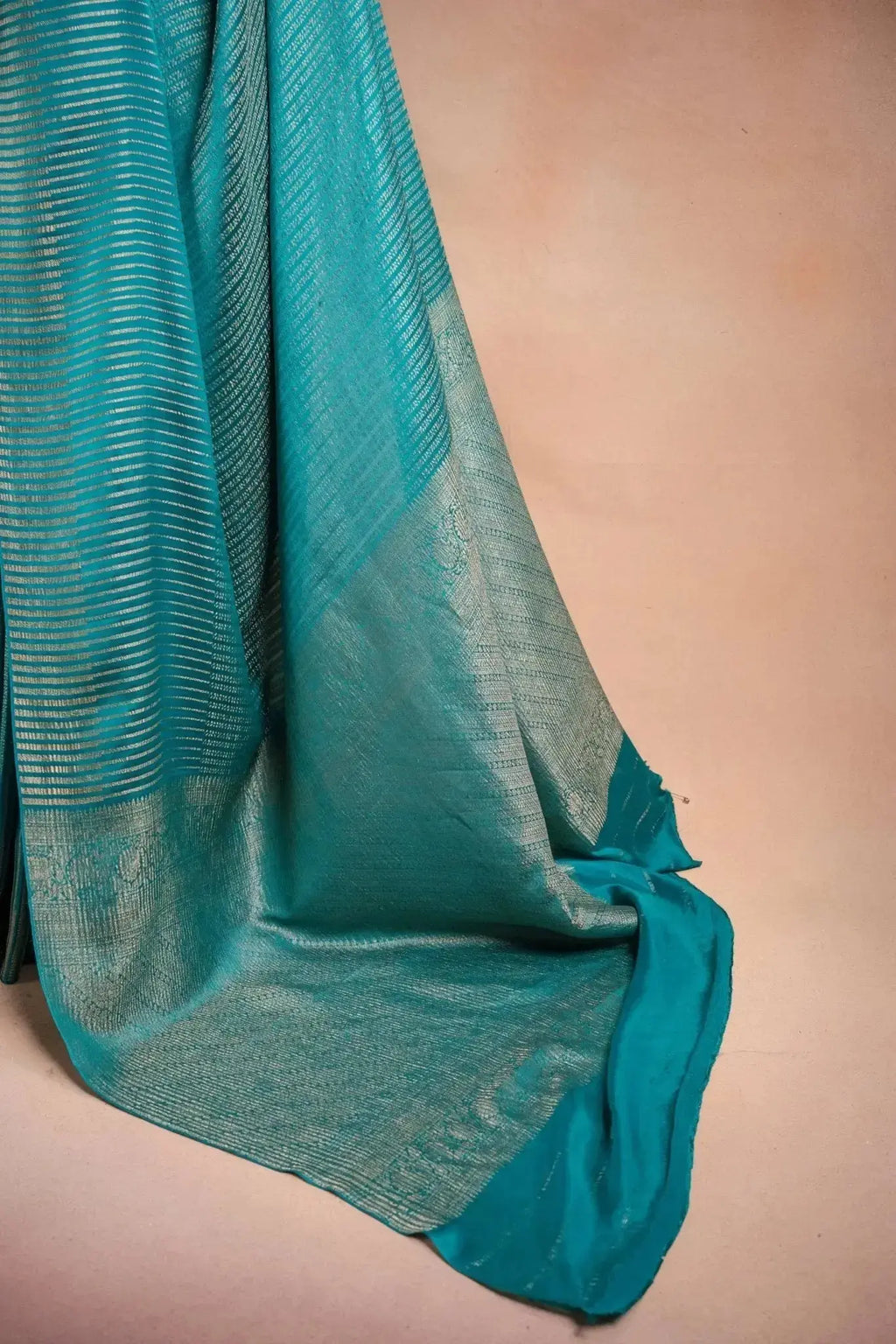 Blue Crepe Silk Saree with Zari Stripes that-saree-shop.myshopify.com