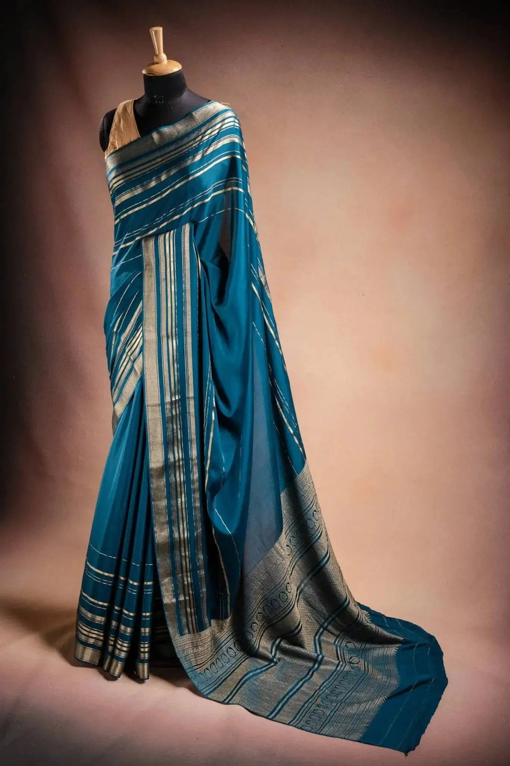 Blue Mysore Crepe Silk Saree that-saree-shop.myshopify.com