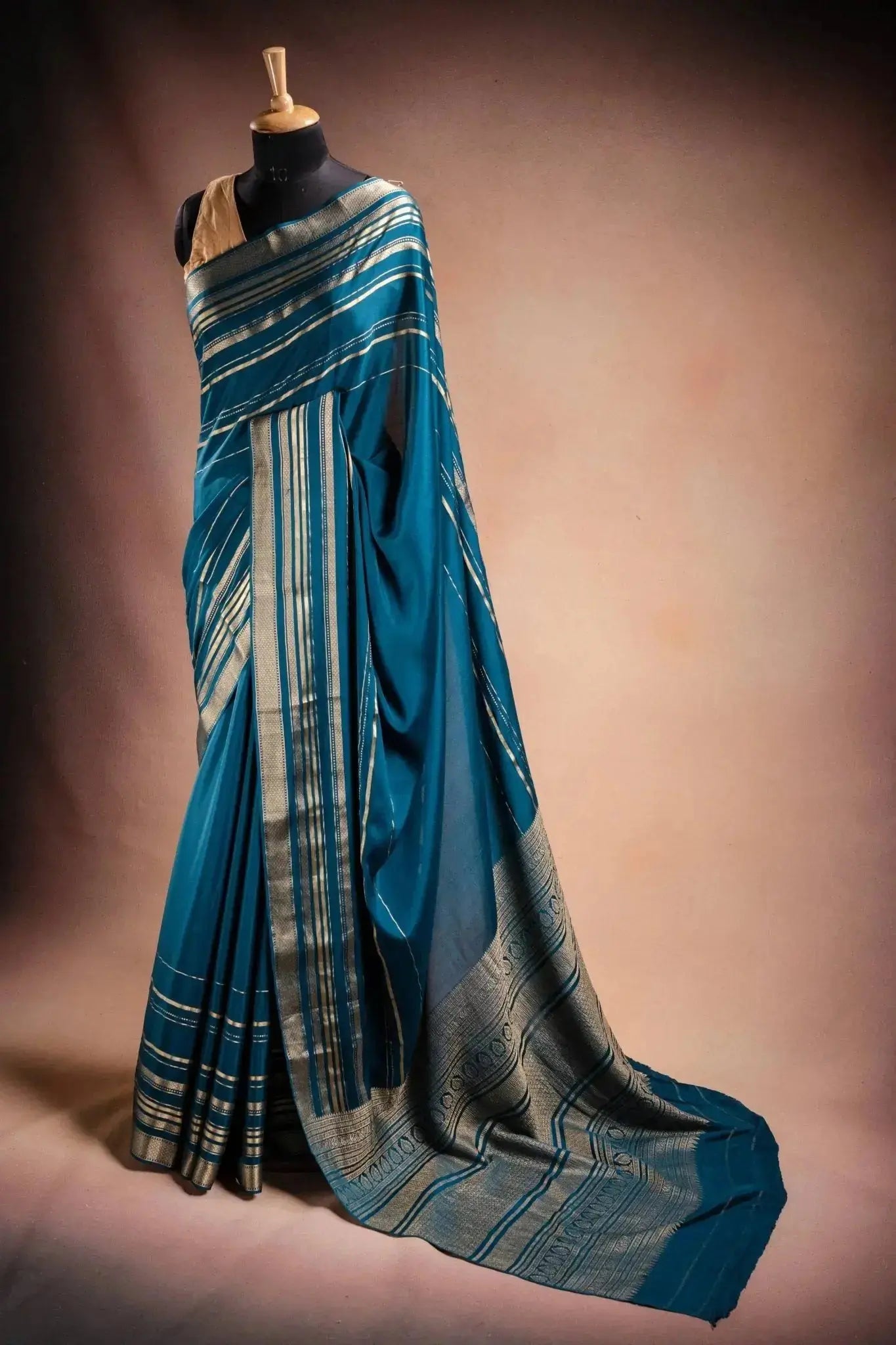Blue Mysore Crepe Silk Saree that-saree-shop.myshopify.com