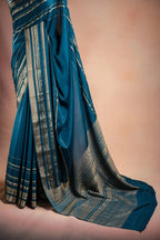 Blue Mysore Crepe Silk Saree that-saree-shop.myshopify.com