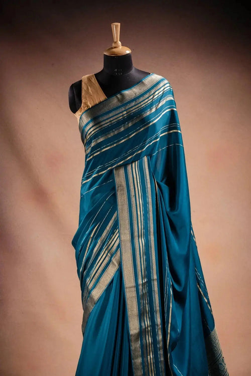 Blue Mysore Crepe Silk Saree that-saree-shop.myshopify.com