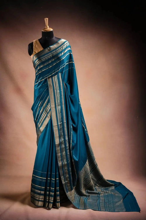 Blue Mysore Crepe Silk Saree that-saree-shop.myshopify.com