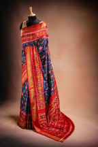 Blue Pochampally Silk Saree with Red Border that-saree-shop.myshopify.com