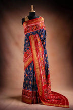 Blue Pochampally Silk Saree with Red Border that-saree-shop.myshopify.com