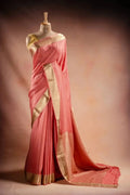 Coral Pink Crepe Silk Saree that-saree-shop.myshopify.com