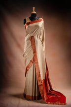 Cream Dual Tone Crepe Silk Saree that-saree-shop.myshopify.com