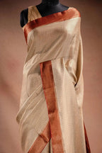 Cream Dual Tone Crepe Silk Saree that-saree-shop.myshopify.com