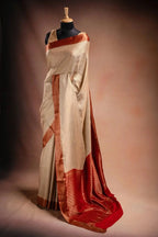 Cream Dual Tone Crepe Silk Saree that-saree-shop.myshopify.com