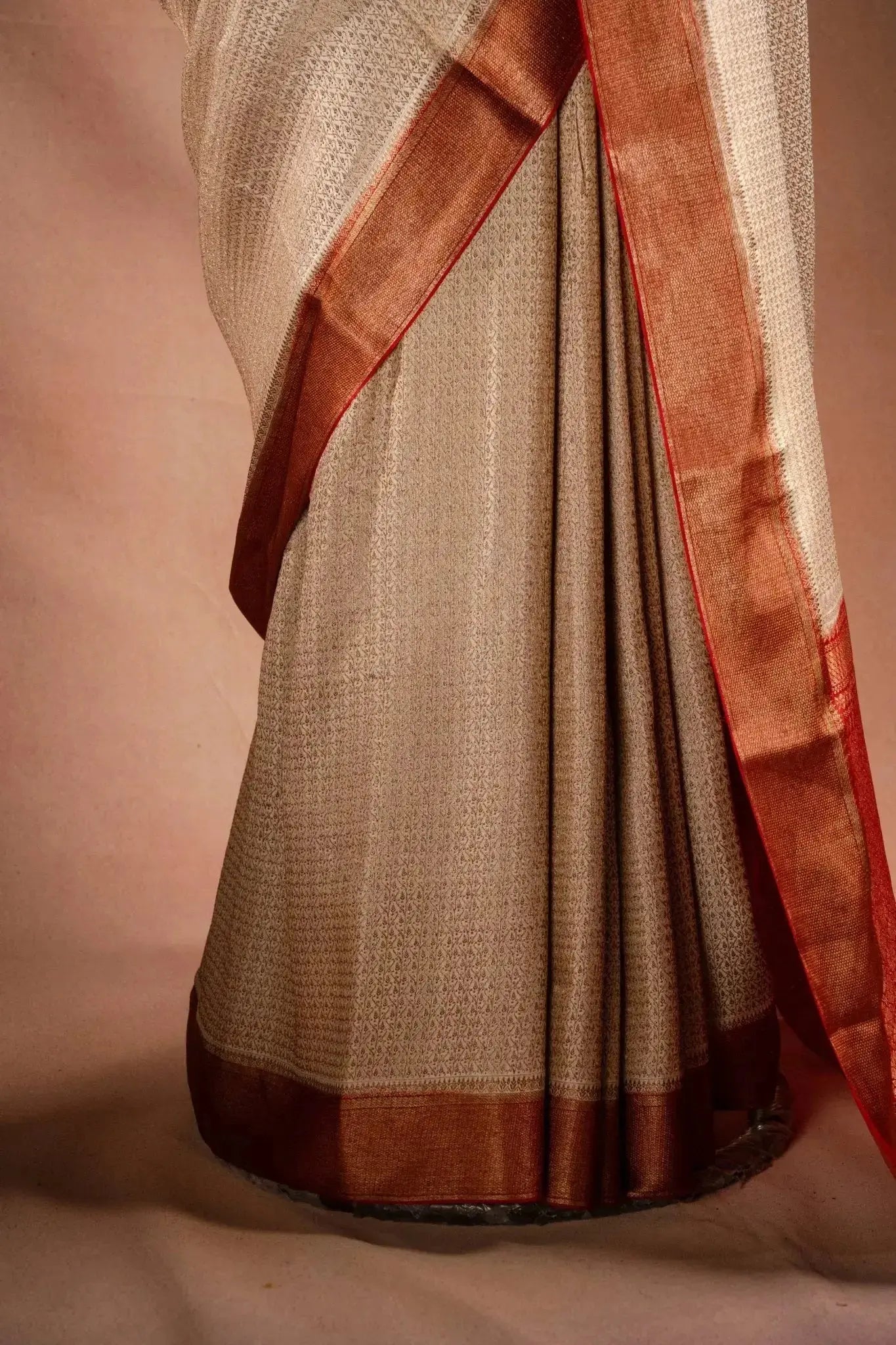 Cream Dual Tone Crepe Silk Saree that-saree-shop.myshopify.com