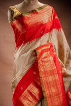 Gadwal Silk Cream with Red Border Saree that-saree-shop.myshopify.com