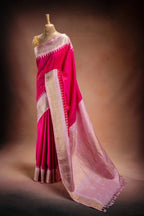 Gadwal Silk Pink with Light Pink Border Saree that-saree-shop.myshopify.com