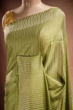 Green Crepe Silk Saree with Zari Stripes that-saree-shop.myshopify.com