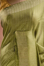 Green Crepe Silk Saree with Zari Stripes that-saree-shop.myshopify.com