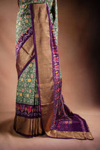 Green Pochampally Saree with Purple Border that-saree-shop.myshopify.com