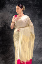 Ivory Crepe Silk Saree with Satin Border that-saree-shop.myshopify.com