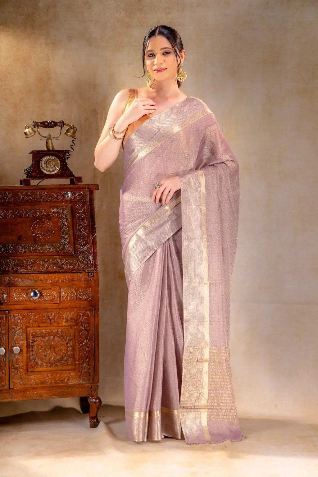 Lavender Tissue Silk Saree that-saree-shop.myshopify.com