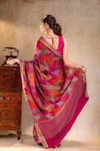 Magenta Printed Satin Silk Saree that-saree-shop.myshopify.com