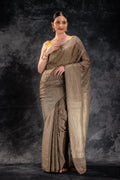 Mocha Brown Crepe Silk Saree that-saree-shop.myshopify.com