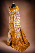 Multicolor Pochampally Saree with Mustard Border that-saree-shop.myshopify.com