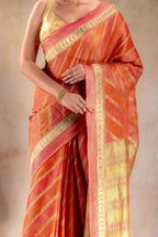 Orange Tissue Saree that-saree-shop.myshopify.com