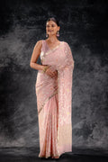 Pink Chiffon Silk Saree with Embriodery that-saree-shop.myshopify.com