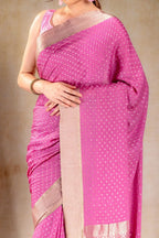 Pink Crepe Silk Saree that-saree-shop.myshopify.com