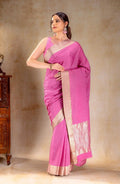 Pink Crepe Silk Saree that-saree-shop.myshopify.com