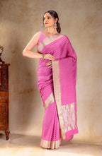 Pink Crepe Silk Saree that-saree-shop.myshopify.com