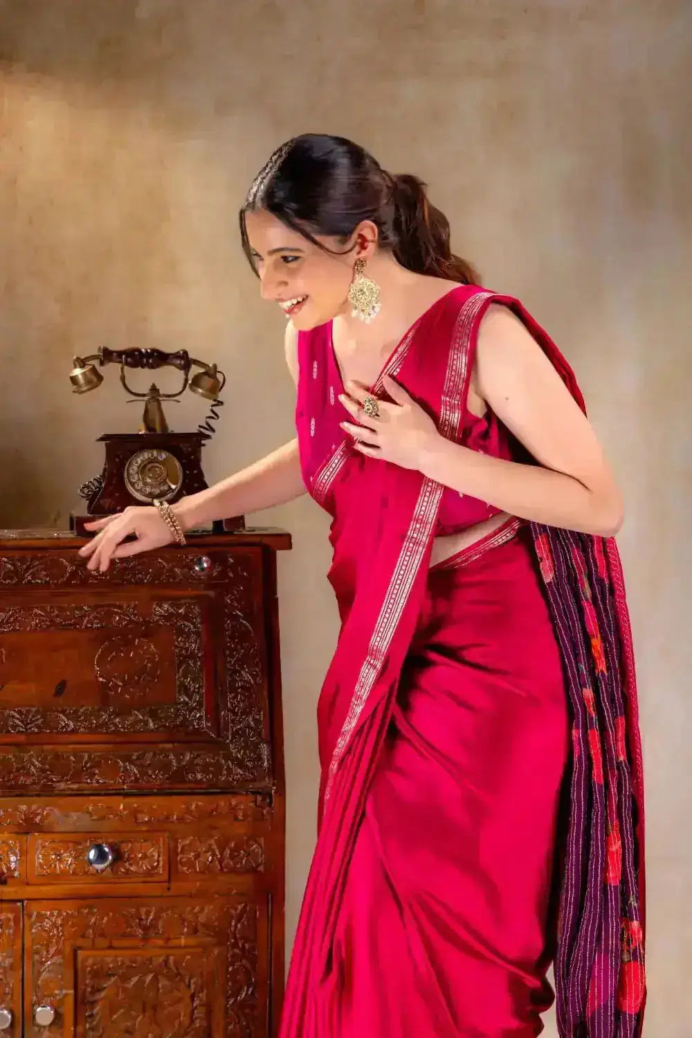 Pink Satin Silk Saree that-saree-shop.myshopify.com