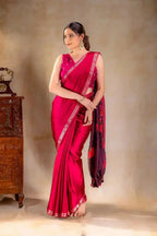 Pink Satin Silk Saree that-saree-shop.myshopify.com