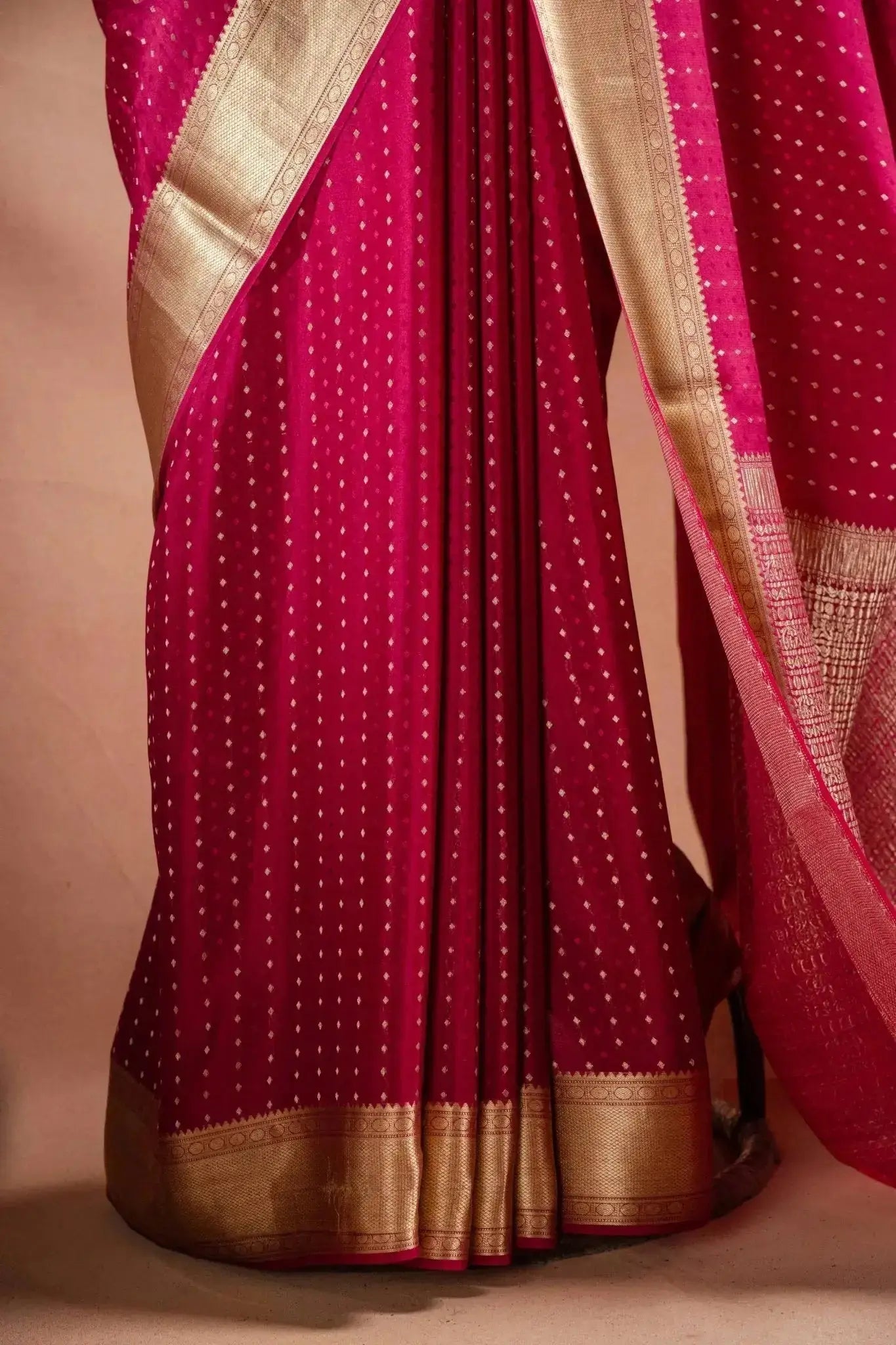 Rani Pink Crepe Silk Saree that-saree-shop.myshopify.com