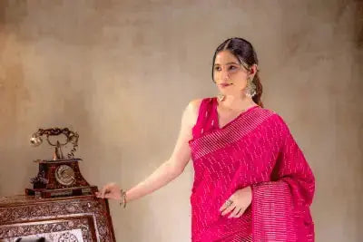 Rani Pink Crepe Silk Saree that-saree-shop.myshopify.com