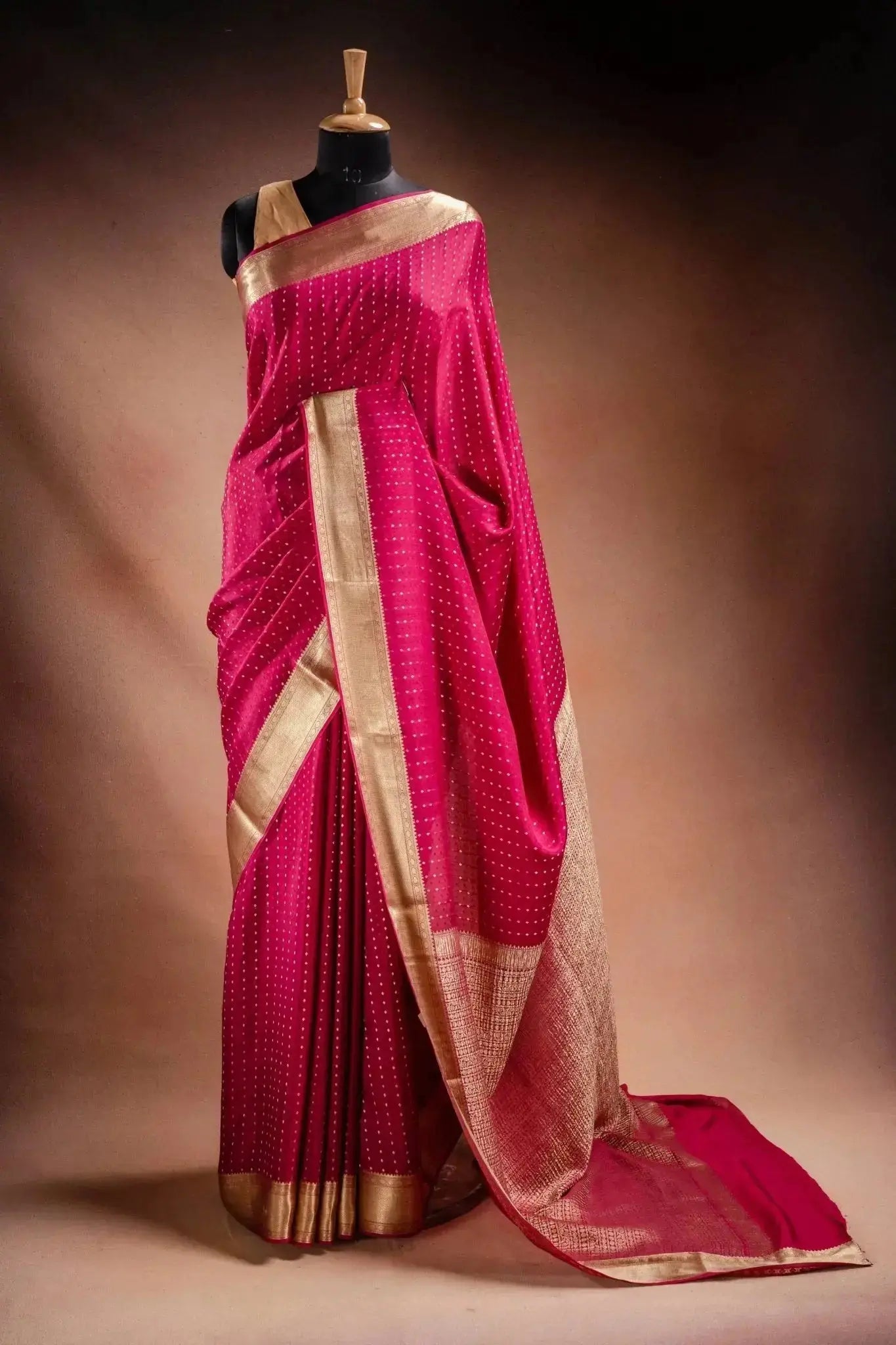 Rani Pink Crepe Silk Saree that-saree-shop.myshopify.com