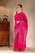 Rani Pink Crepe Silk Saree that-saree-shop.myshopify.com
