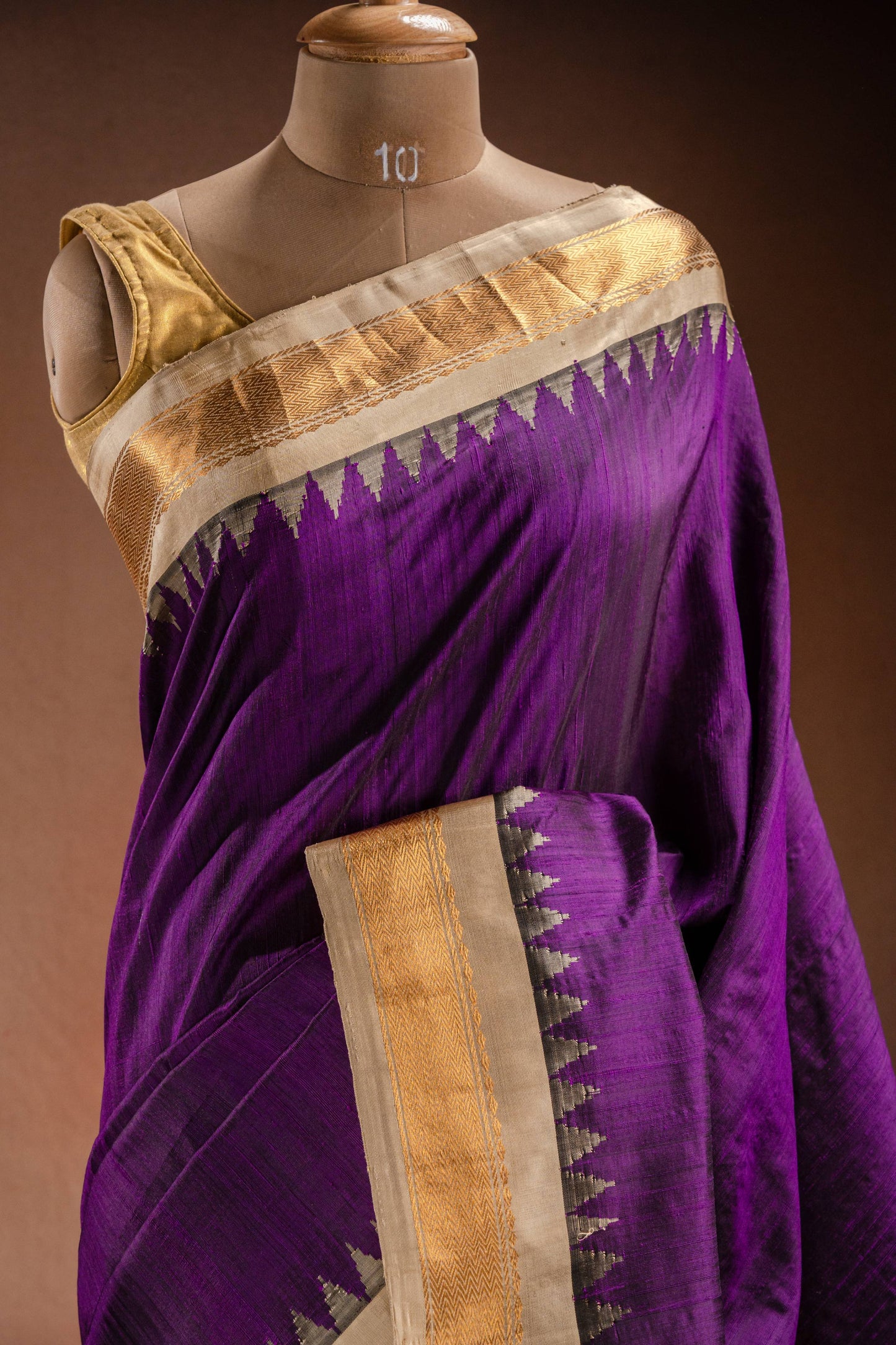 Gadwal Silk Purple with Gold Border Saree