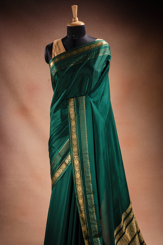 Green Crepe Silk Saree with Rich Pallu