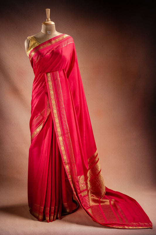 Pink Crepe Silk Saree with Rich Pallu