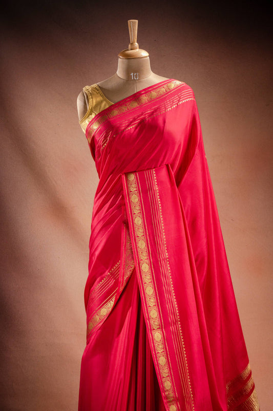 Pink Crepe Silk Saree with Rich Pallu