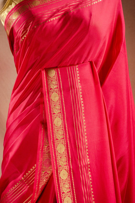 Pink Crepe Silk Saree with Rich Pallu