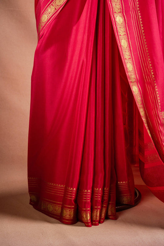 Pink Crepe Silk Saree with Rich Pallu
