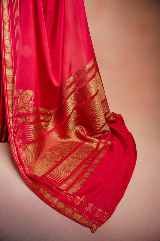 Pink Crepe Silk Saree with Rich Pallu