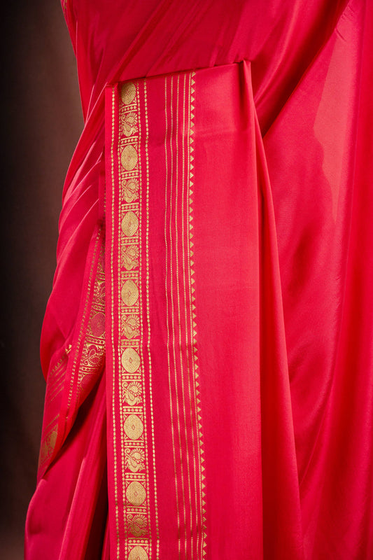 Pink Crepe Silk Saree with Rich Pallu